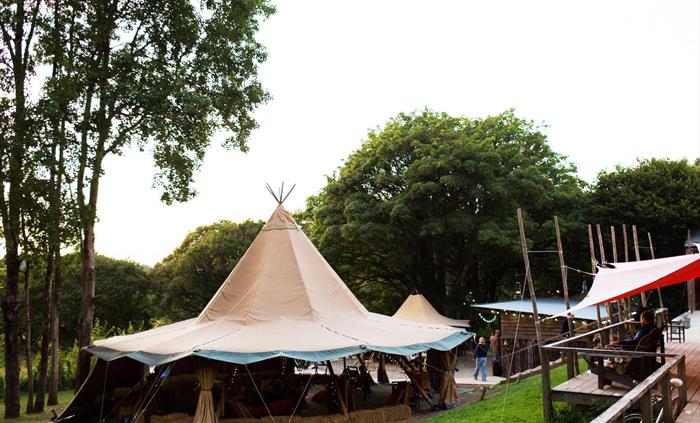 The giant hat tipi and lodge terrace